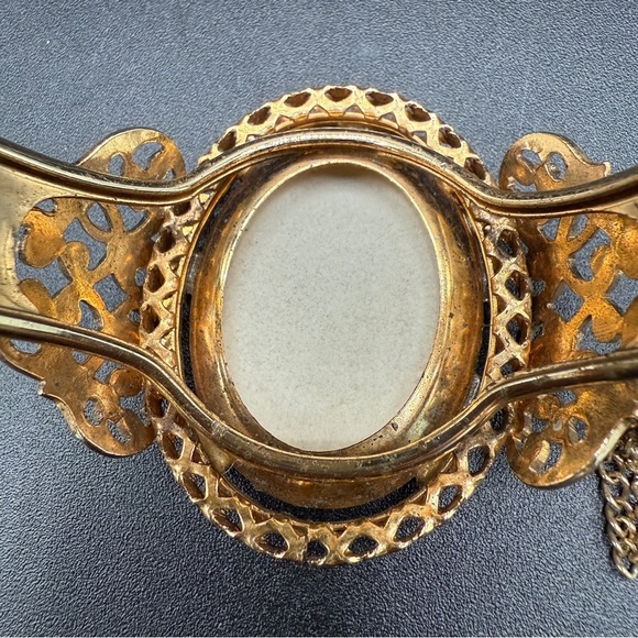 Vintage Rare 1970s Handpainted Porcelain Floral Cuff Bracelet with Safety - Picture 8 of 17